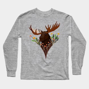 Moose in the Wildflowers Long Sleeve T-Shirt